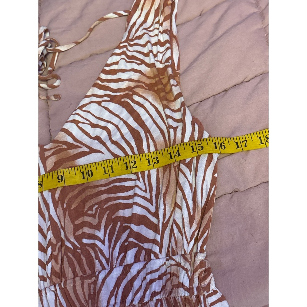 Soma Burnt Orange Palm Leaf Print Sleeveless Dress Built In Bra Flowy Small - Picture 7 of 8